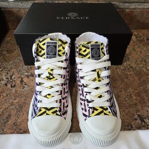 Versace Pink and Yellow Patterned Sneakers
